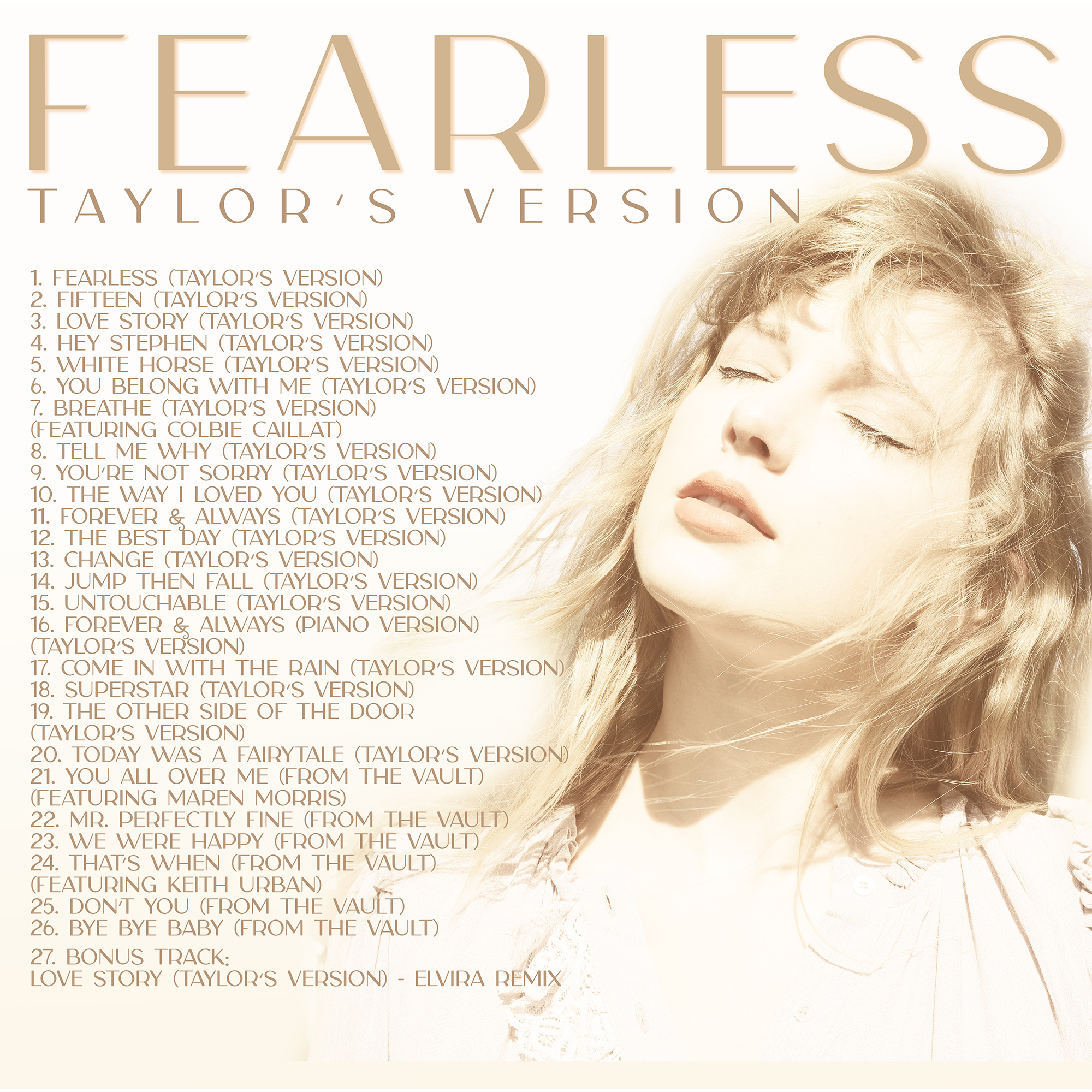 Fearless (Taylor's Version) vinyl back cover