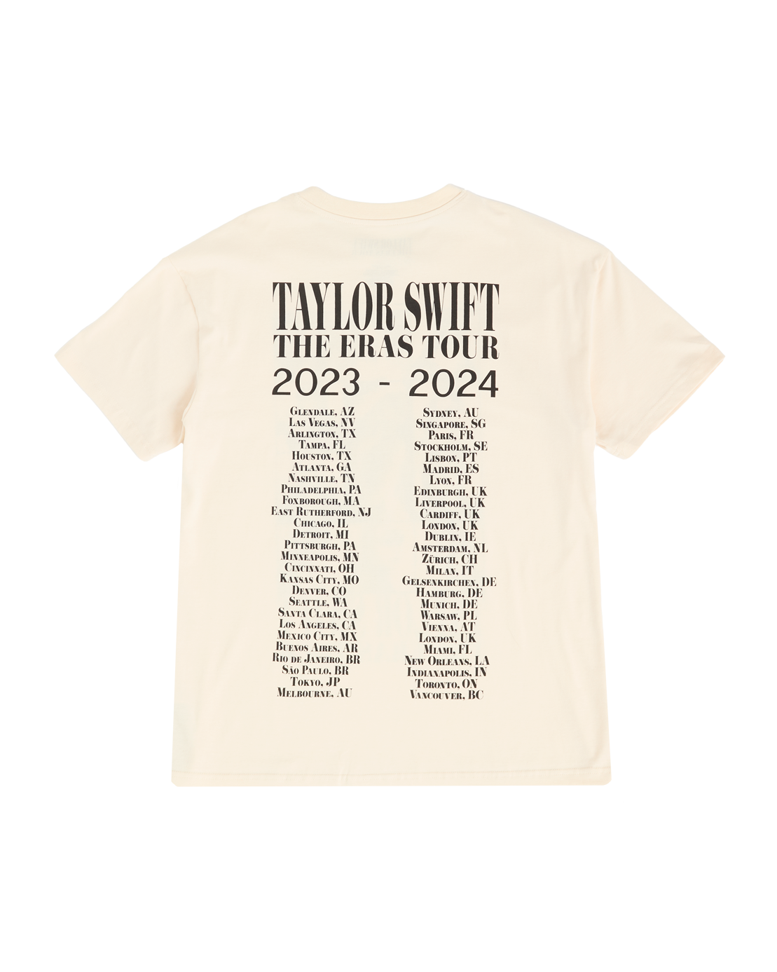 Taylor Swift | The Eras Tour Through Vancouver Beige T-Shirt back