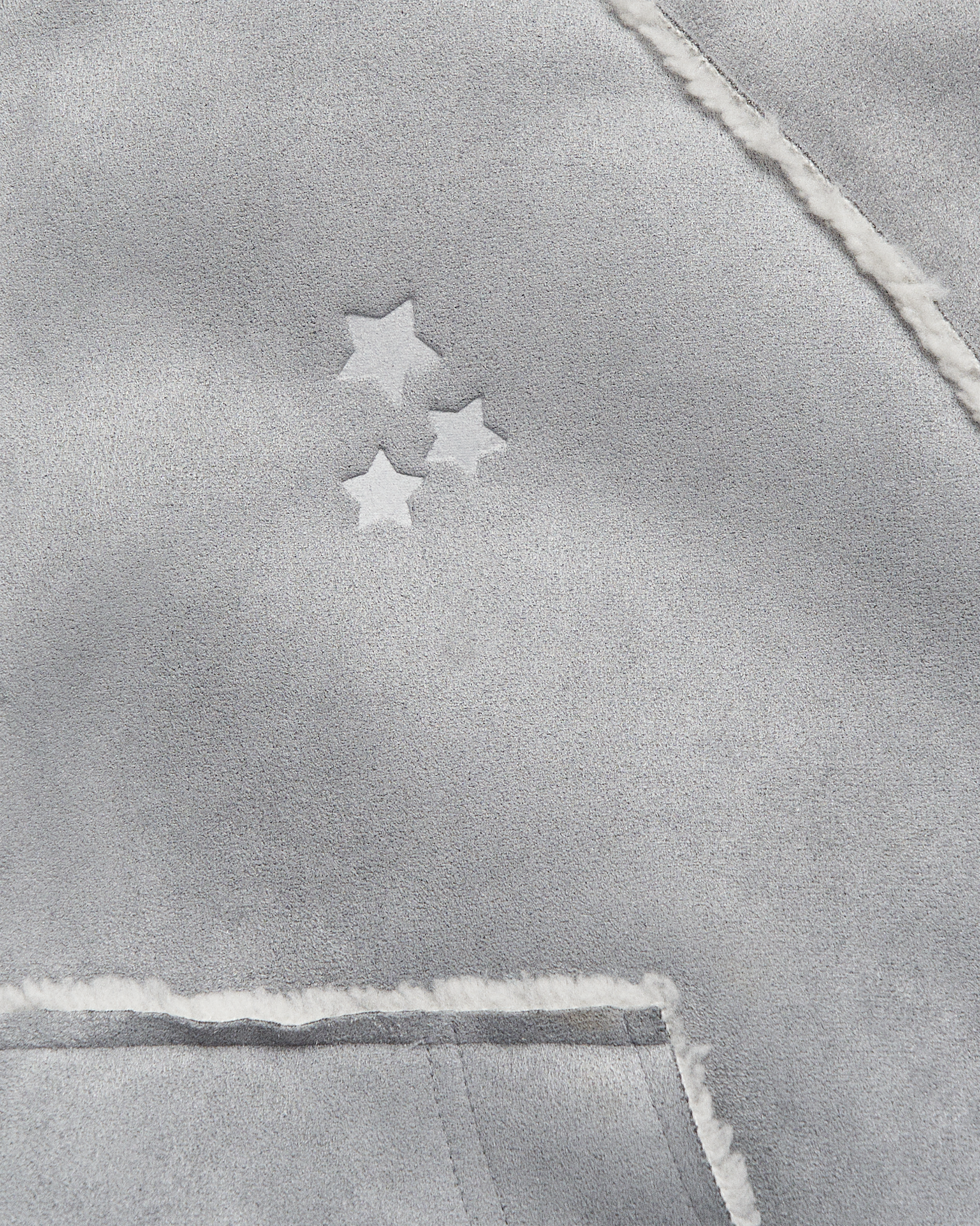 Folklore Album Gray Faux Shearling Jacket Detail