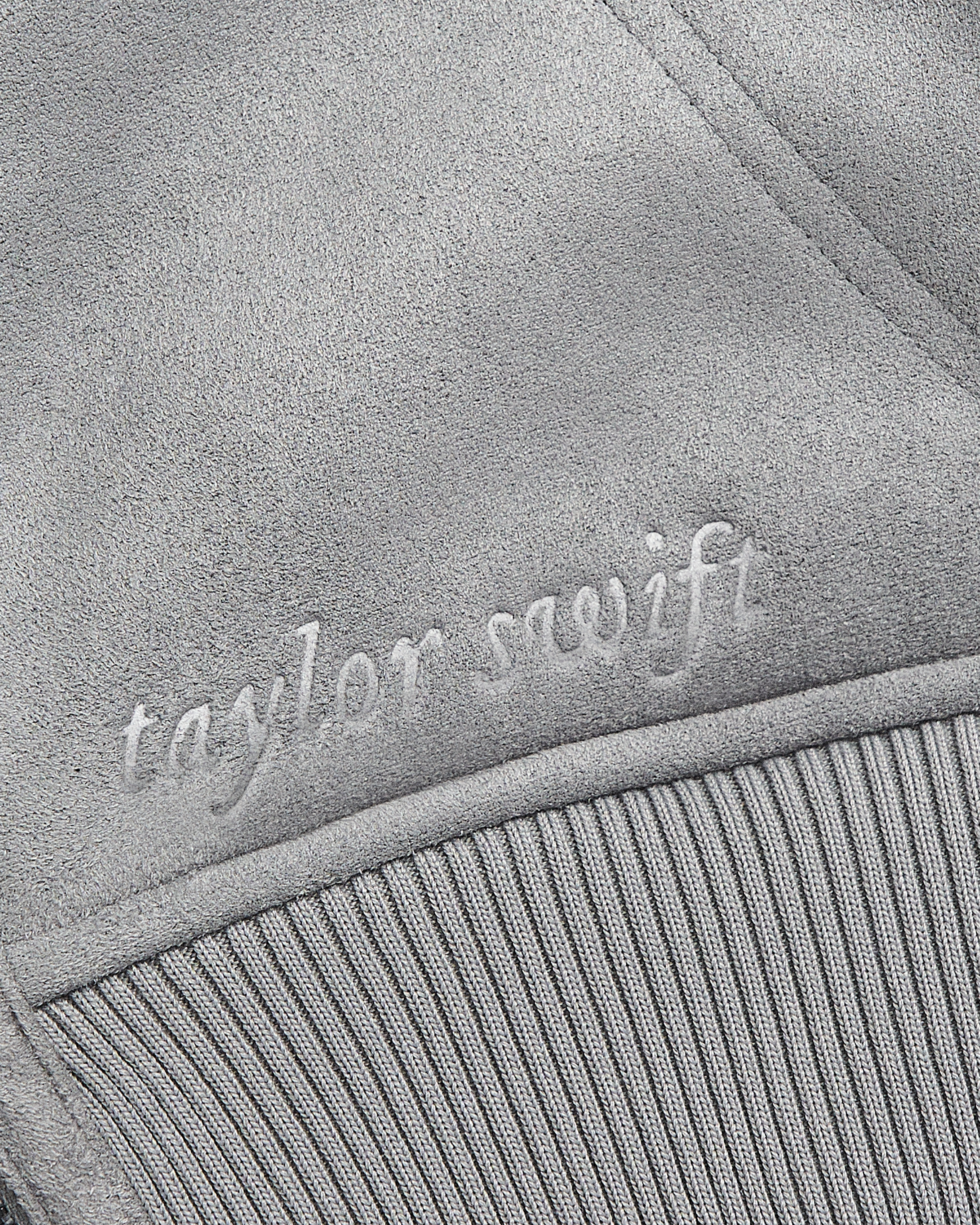 Folklore Album Gray Faux Shearling Jacket Detail 2