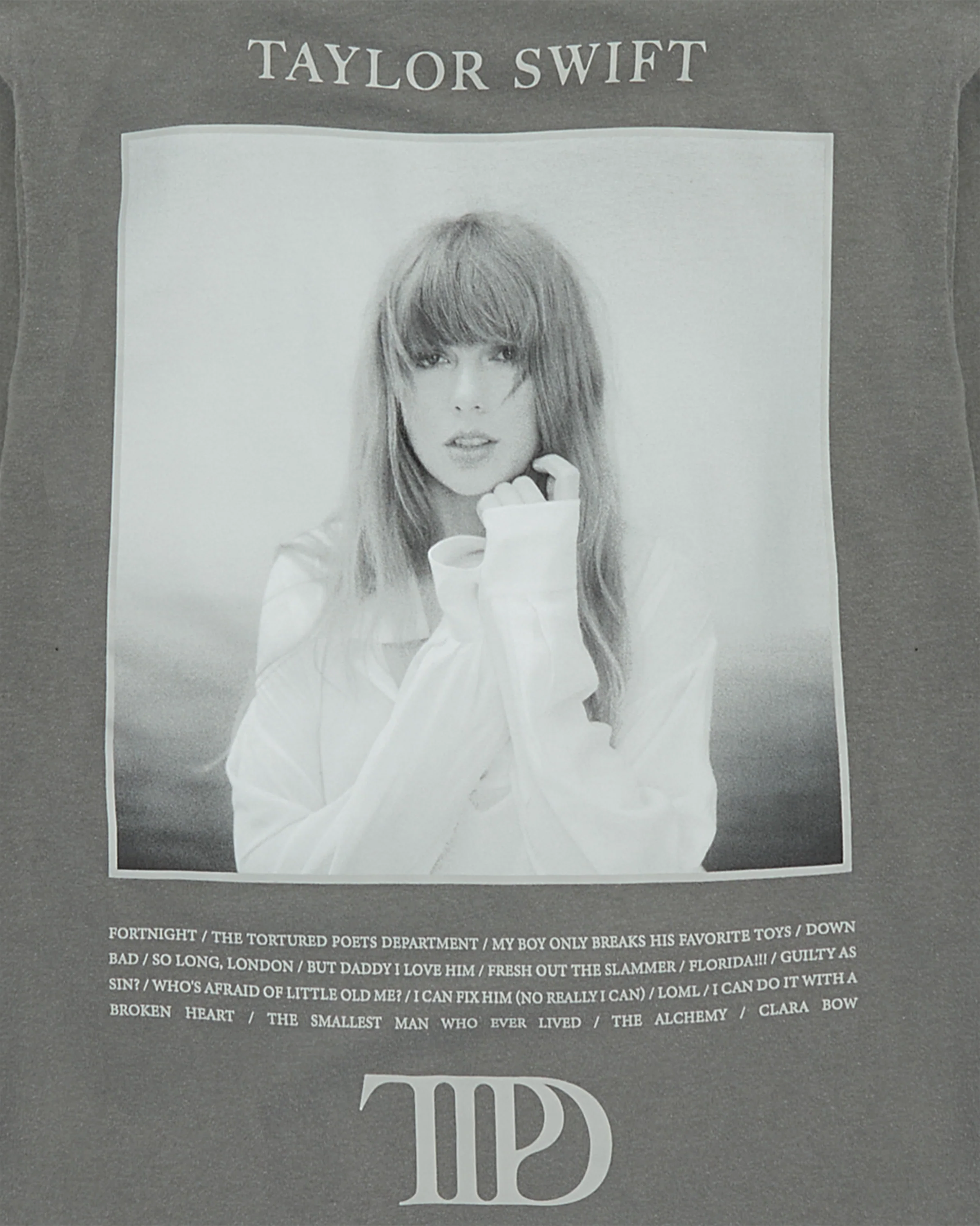 The Tortured Poets Department Gray Photo Long Sleeve T-Shirt detail