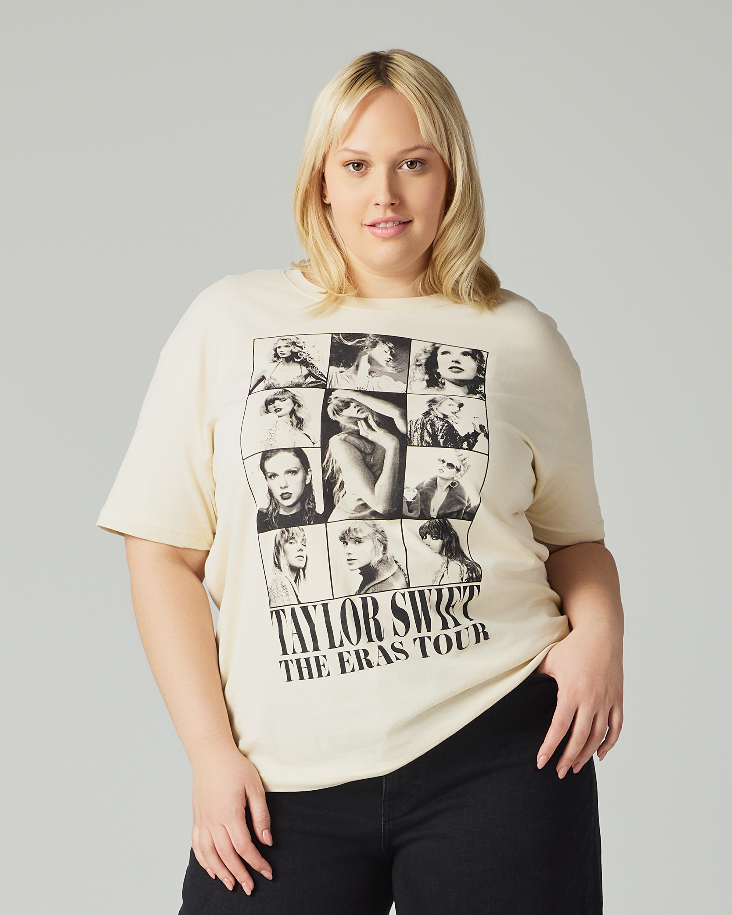 Taylor Swift | The Eras Tour Through Vancouver Beige T-Shirt 2XL model close up