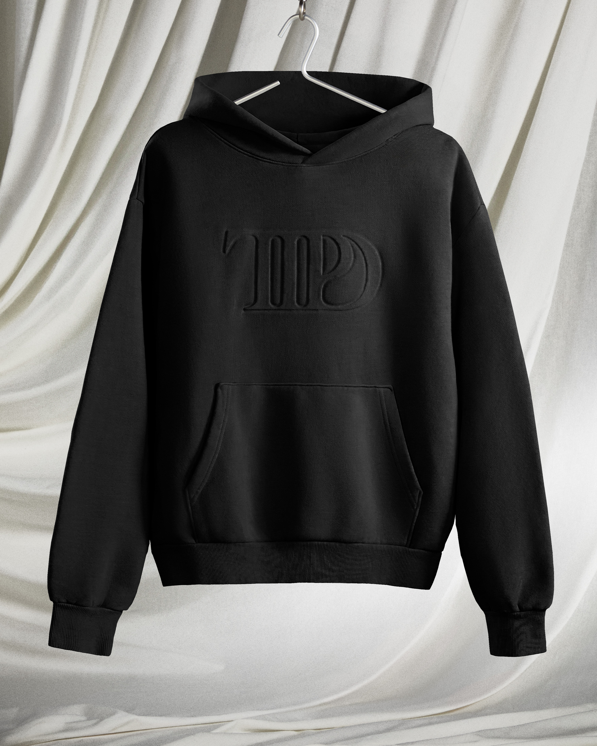 TTPD Black Embossed Hoodie editorial front