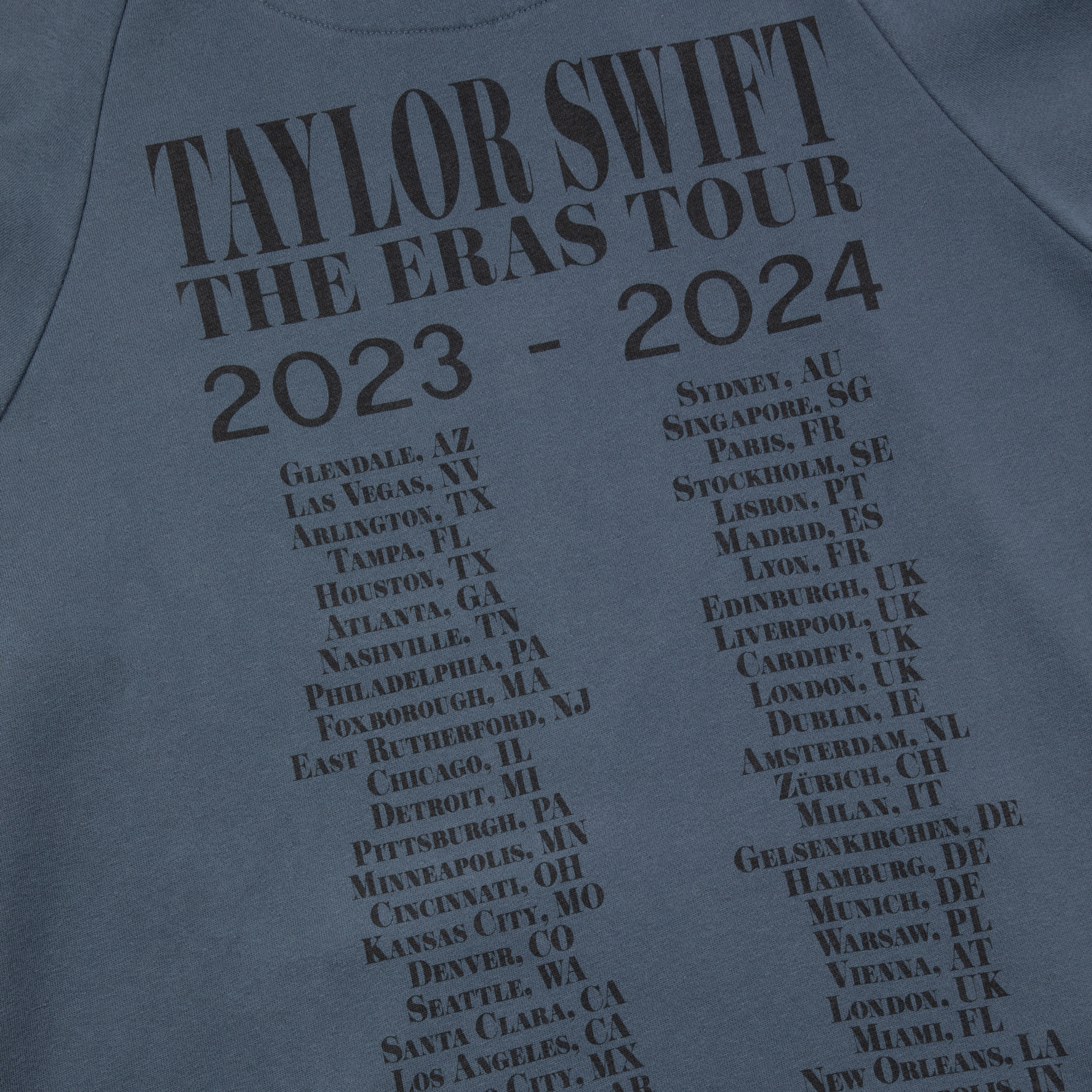 Taylor Swift | The Eras II Tour Washed Blue Hoodie Back Detail