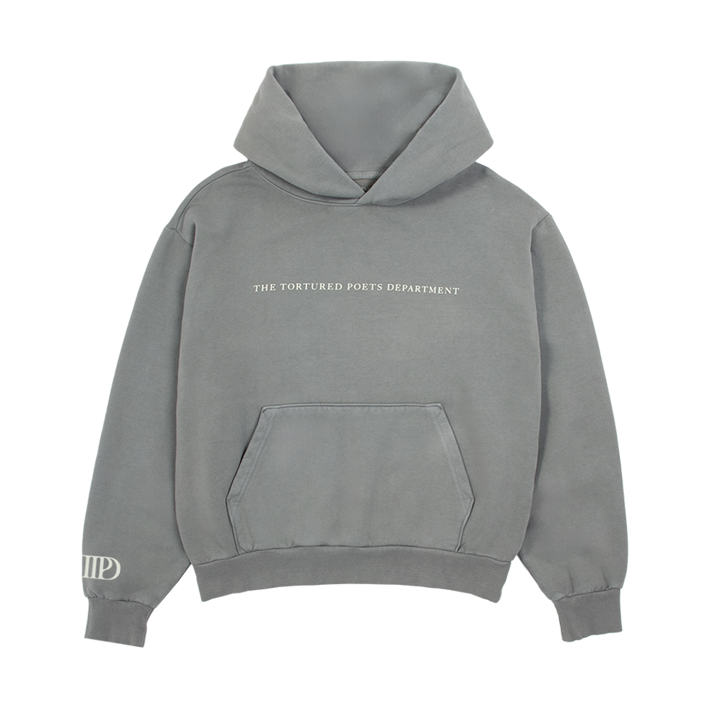 The Tortured Poets Department Gray Hoodie Front