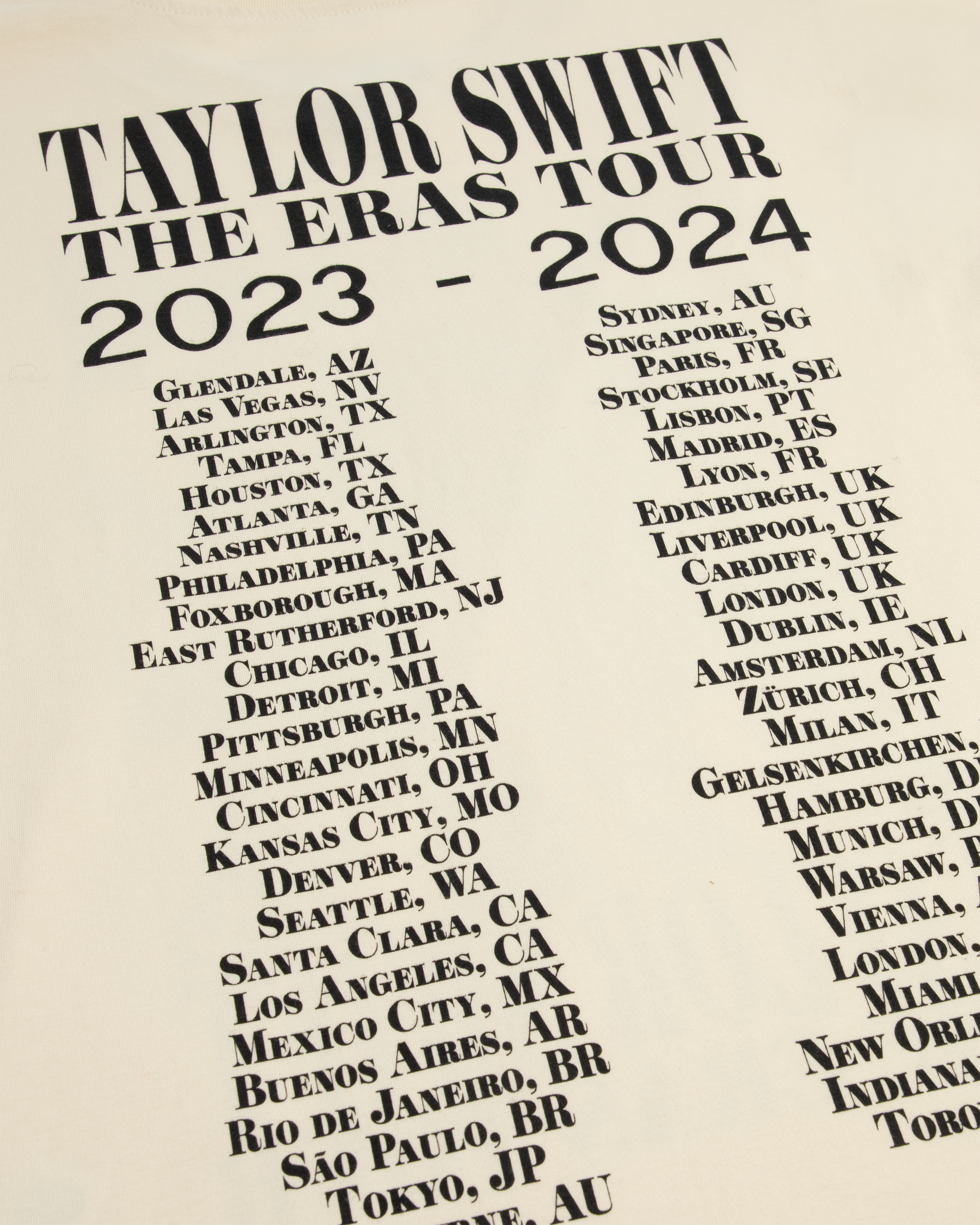 Taylor Swift | The Eras Tour Through Toronto Beige T-Shirt back detail