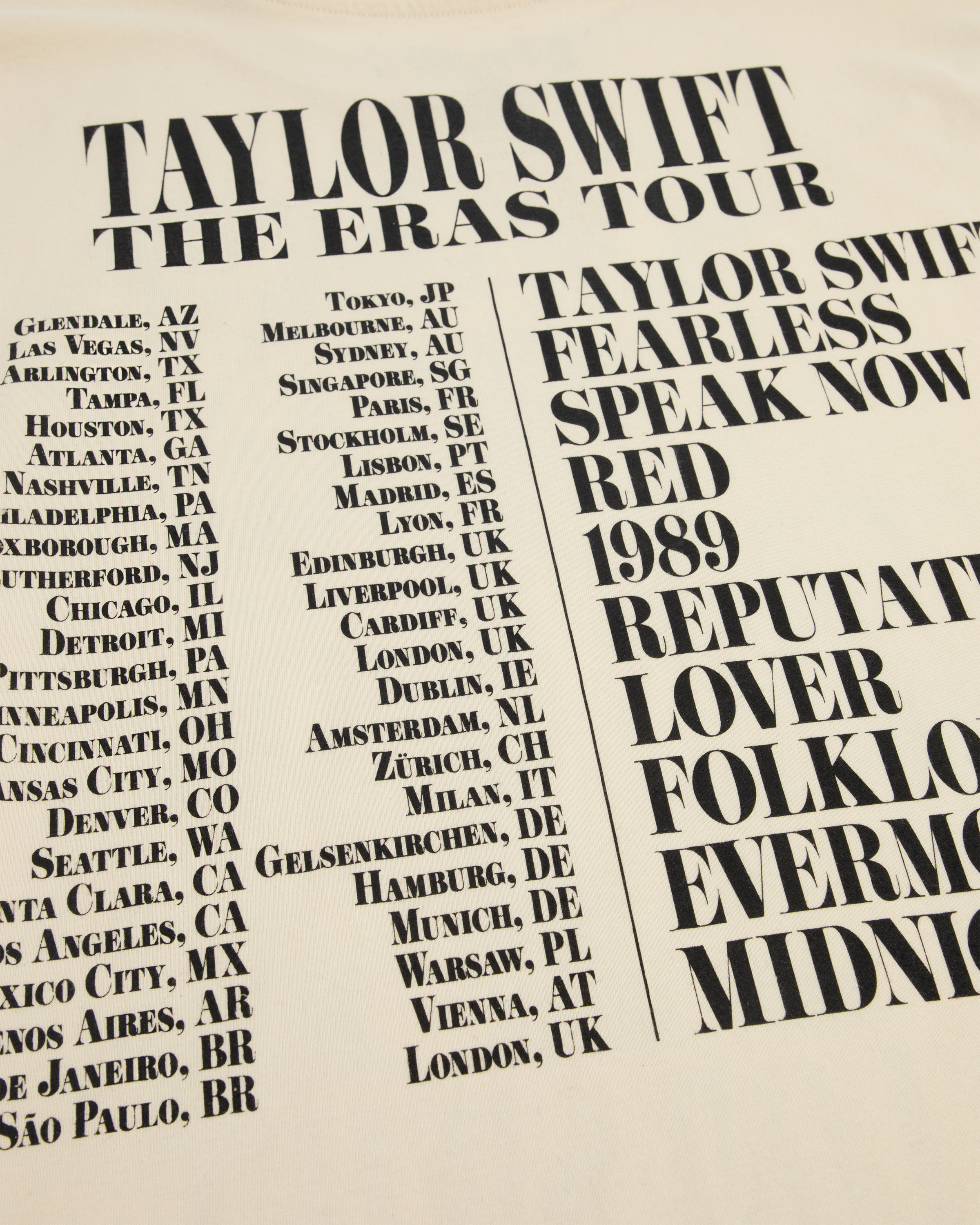 Taylor Swift | The Eras Tour Through London Beige T-Shirt Back Detail