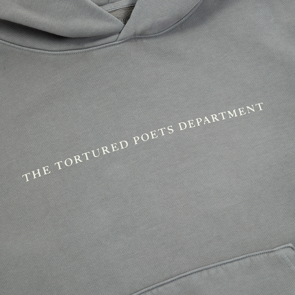 The Tortured Poets Department Gray Hoodie Detail