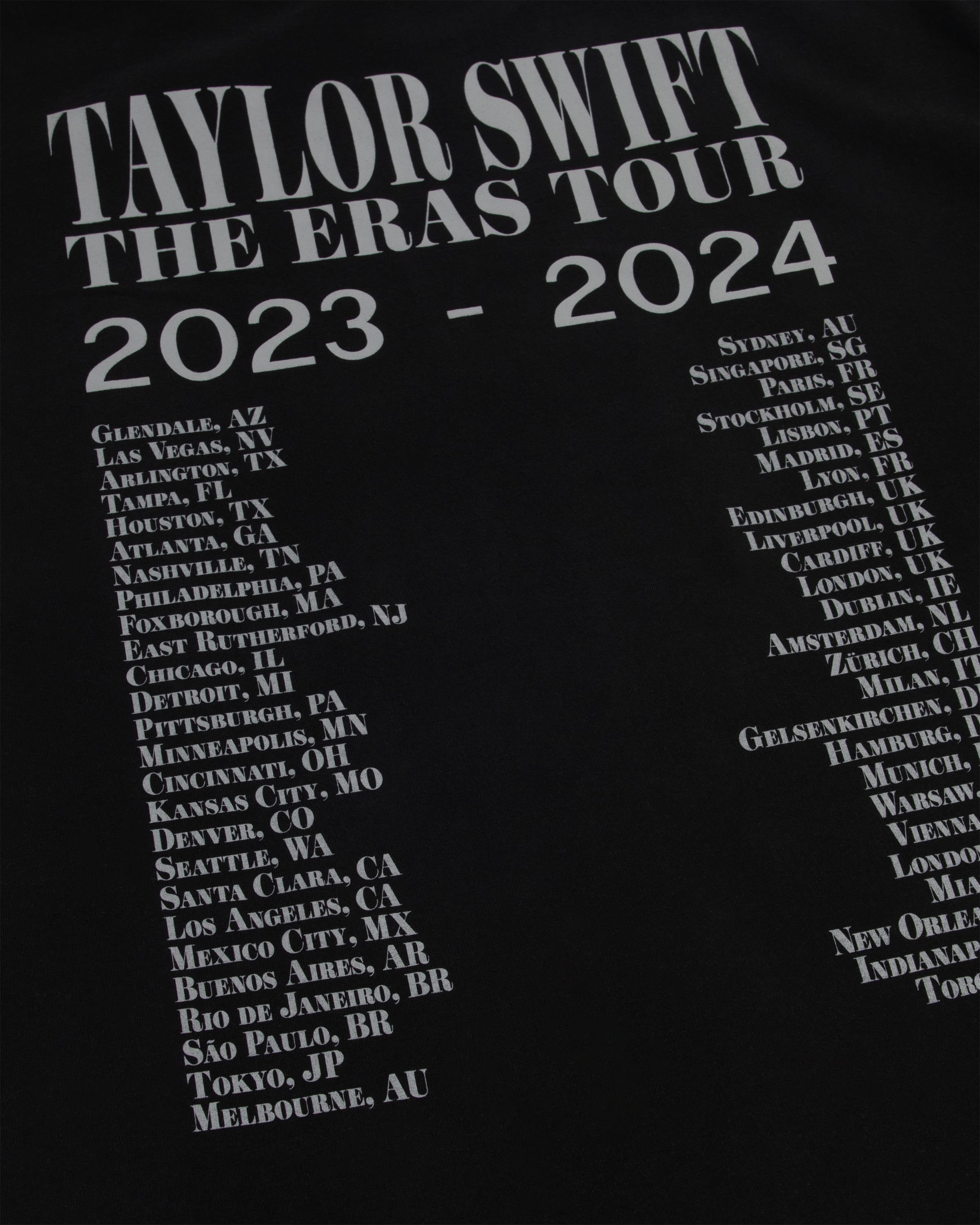 Taylor Swift | The Eras Tour Through Toronto Black T-Shirt Back Detail