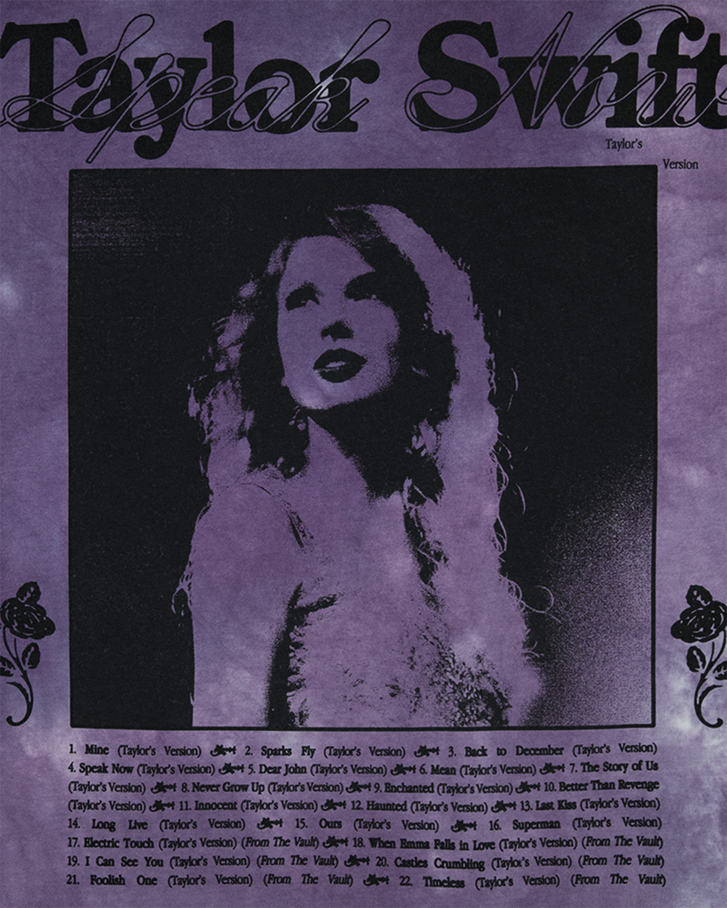Speak Now (Taylor's Version) Tracklist Purple Tie Dye T-Shirt detail