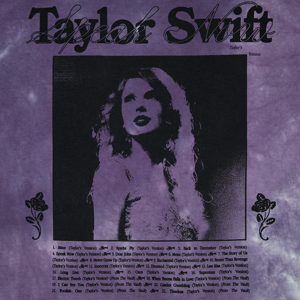 Speak Now (Taylor's Version) Tracklist Purple Tie Dye T-Shirt Front Detail