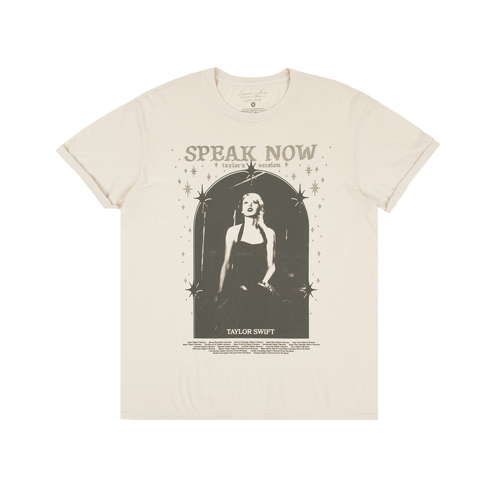 Speak Now (Taylor's Version) Tracklist Taupe T-Shirt Front