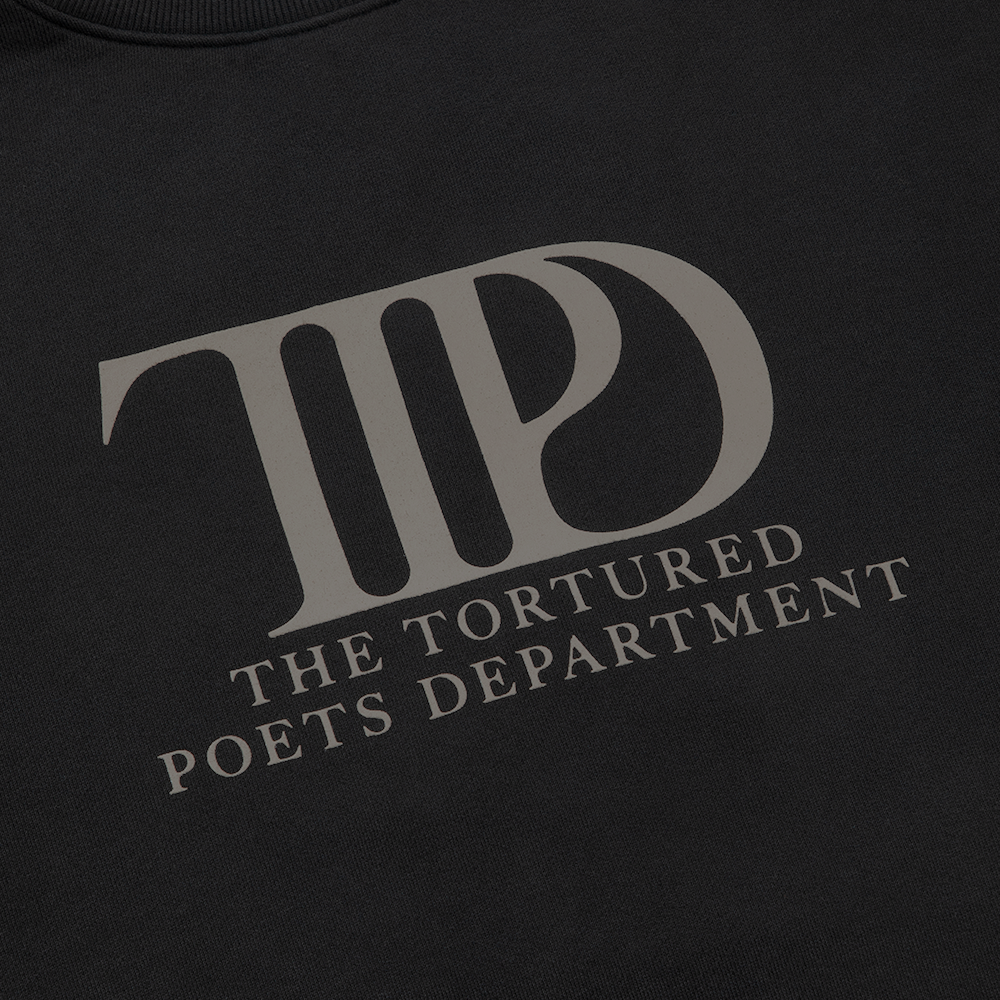 The Tortured Poets Department Black Crewneck TTPD Logo