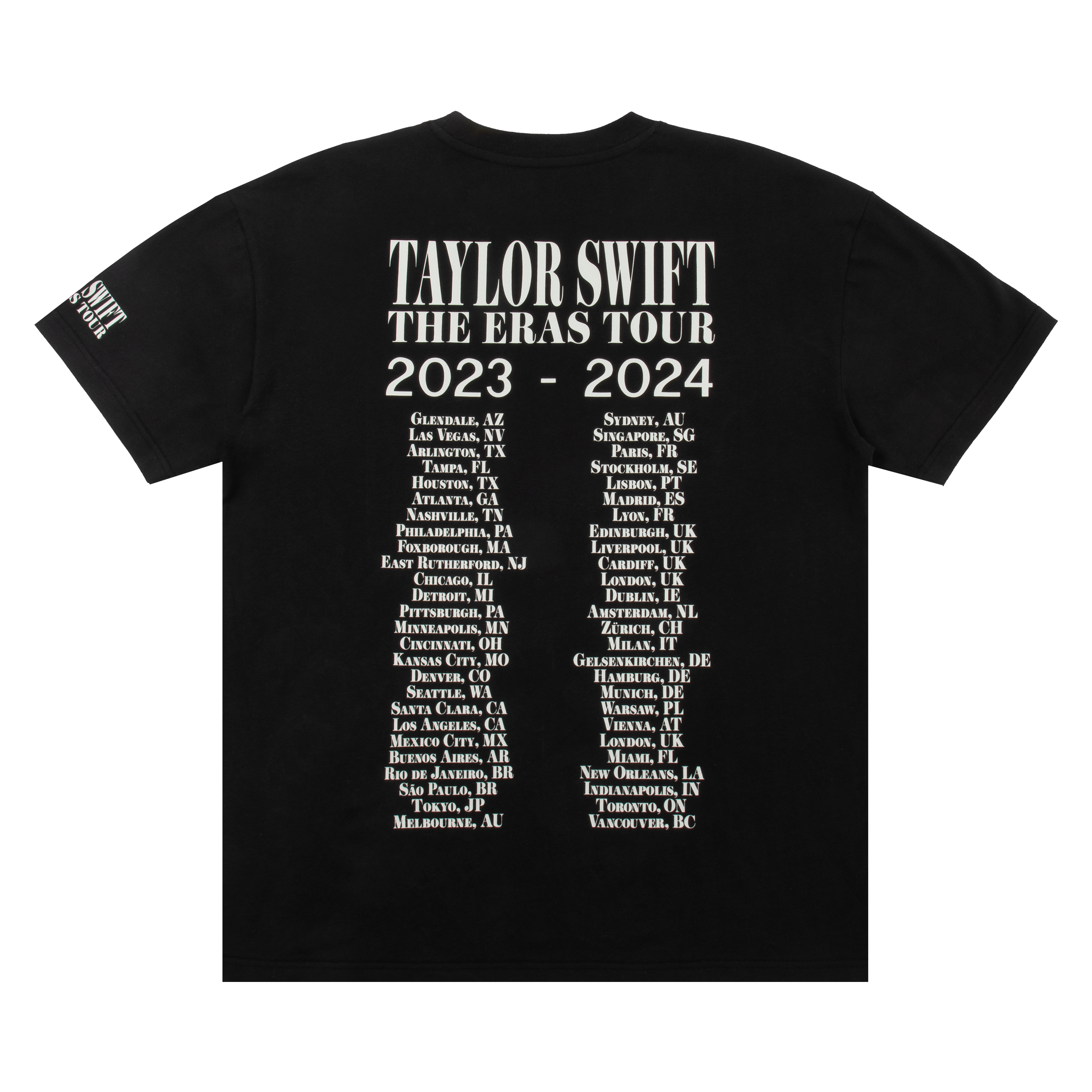 Taylor Swift | The Eras II Tour Black T-Shirt Back
