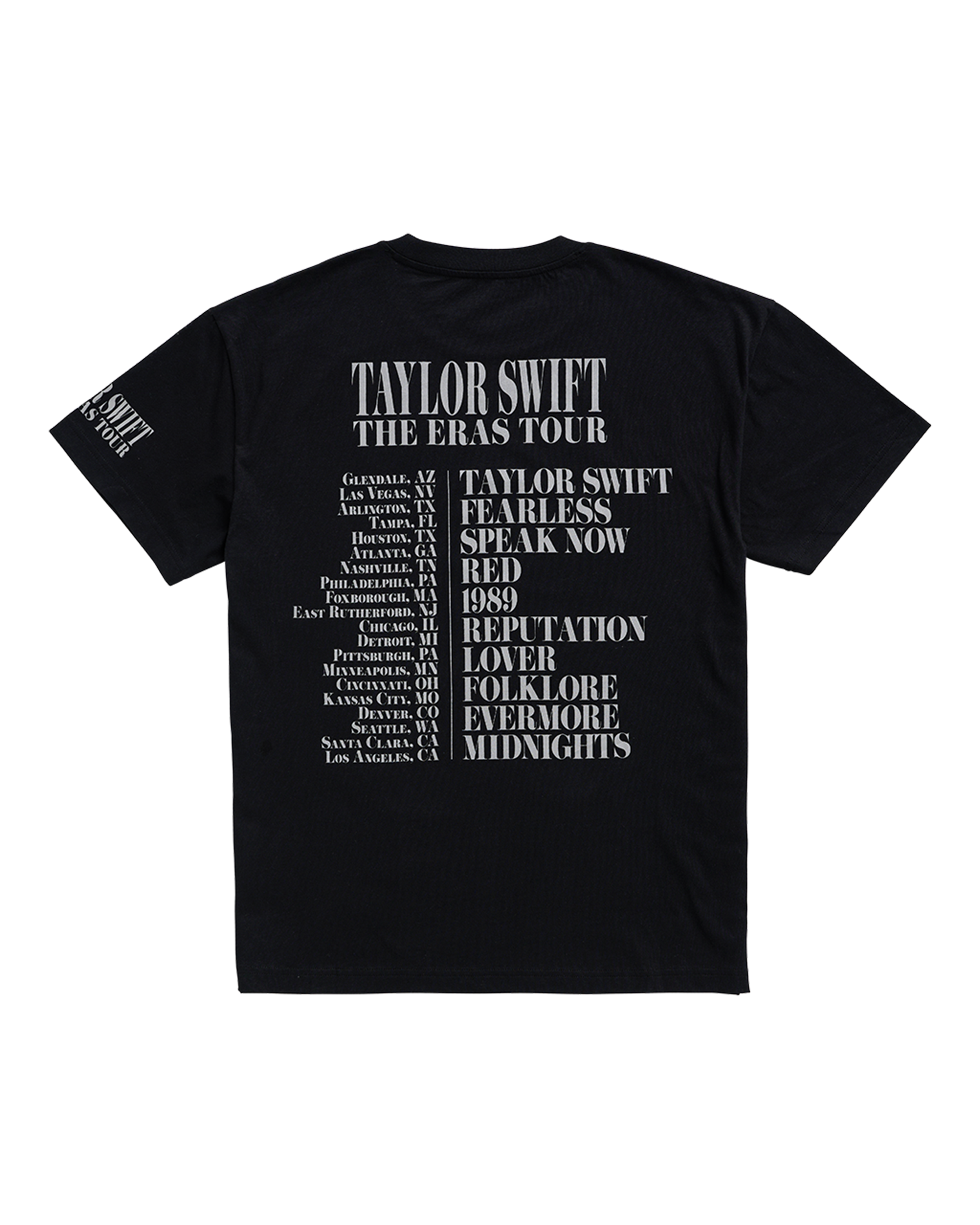 Taylor Swift | The Eras Tour Through LA Black T-Shirt back