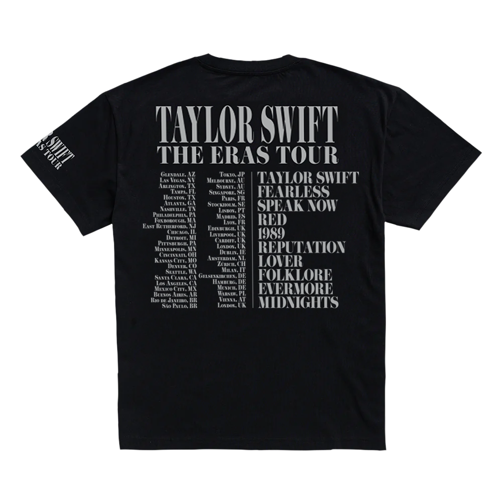 Taylor Swift | The Eras International Tour Black T-Shirt Back