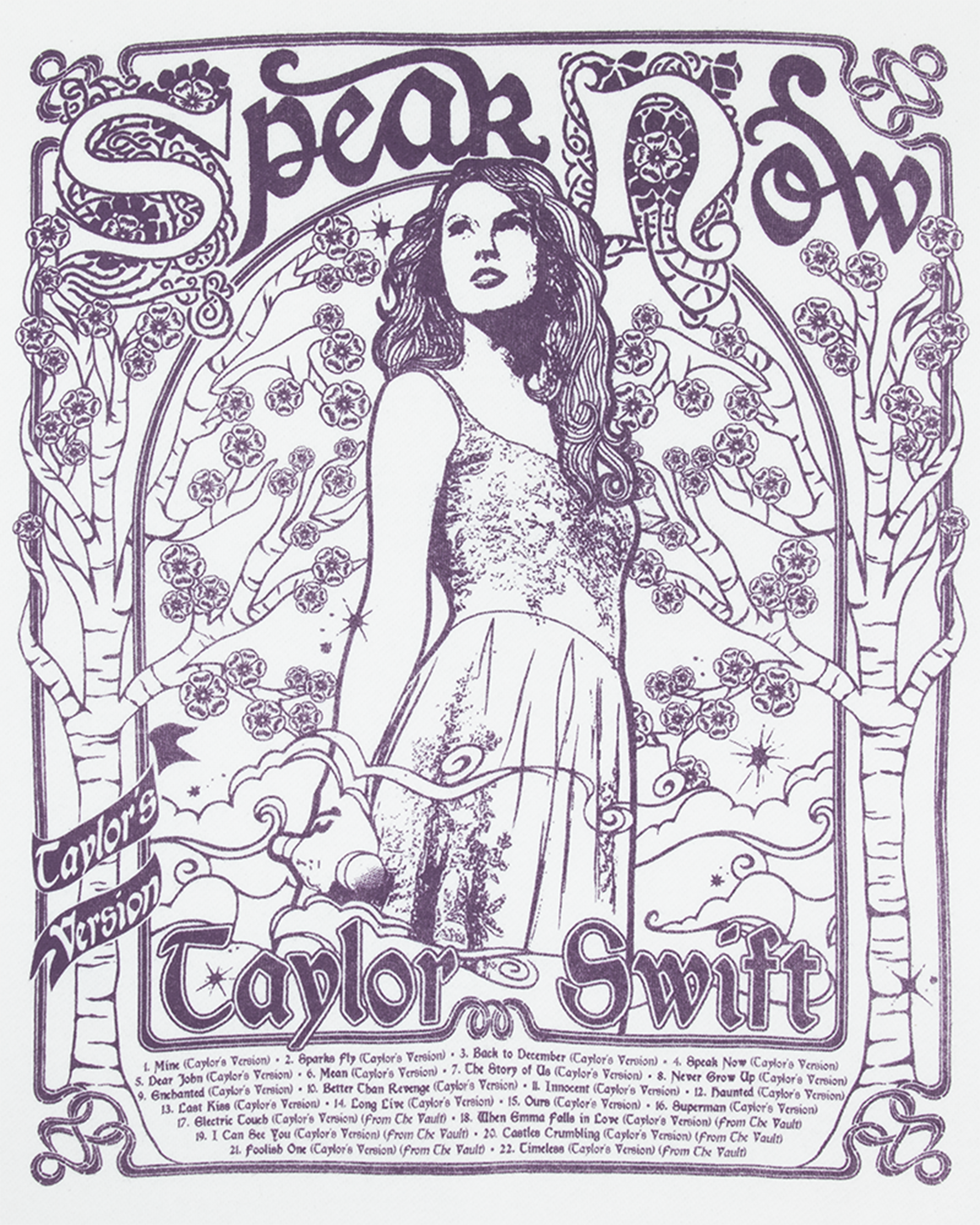 Speak Now (Taylor's Version) Tracklist White Crewneck detail