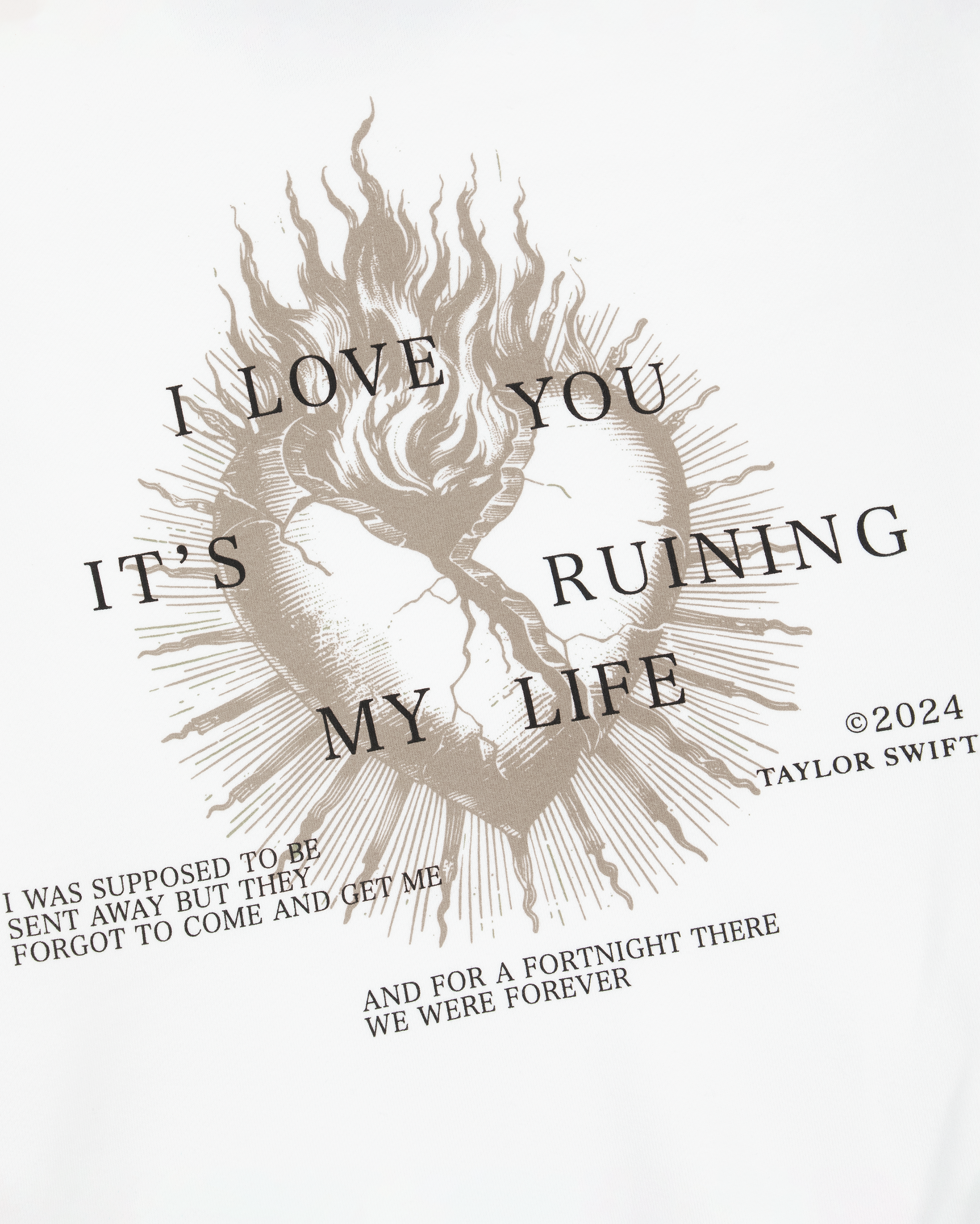 They Forgot To Come And Get Me Crewneck lyric detail