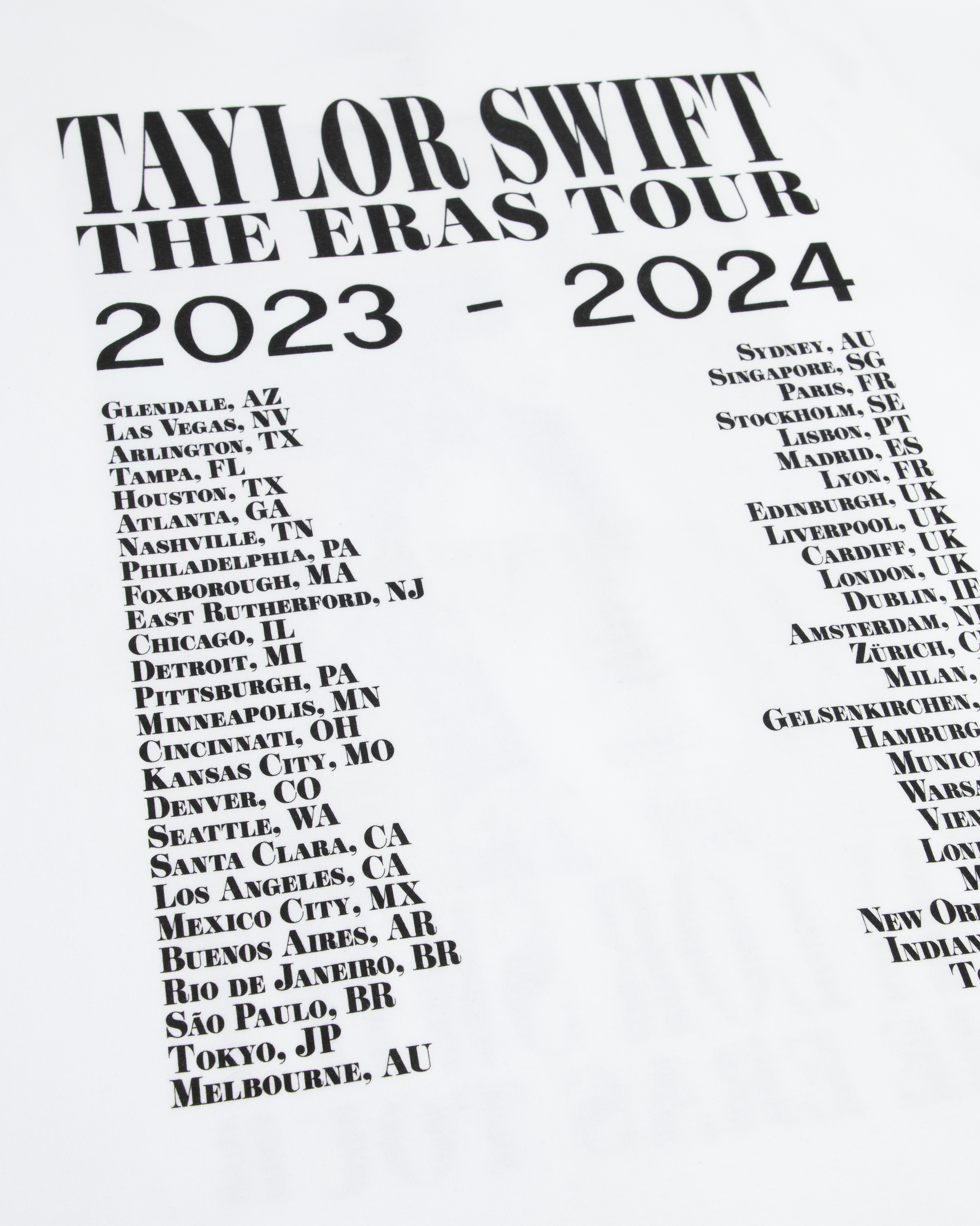 Taylor Swift | The Eras Tour Through Toronto White T-Shirt Back Detail