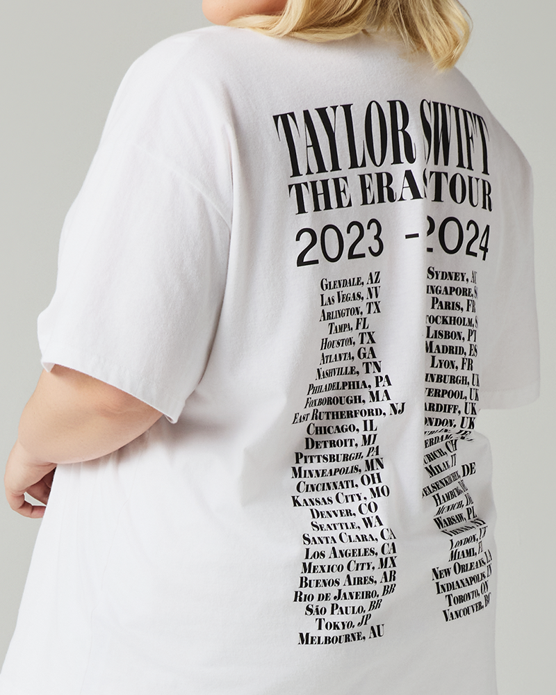 Taylor Swift | The Eras Tour Through Vancouver I White T-Shirt 2XL model back