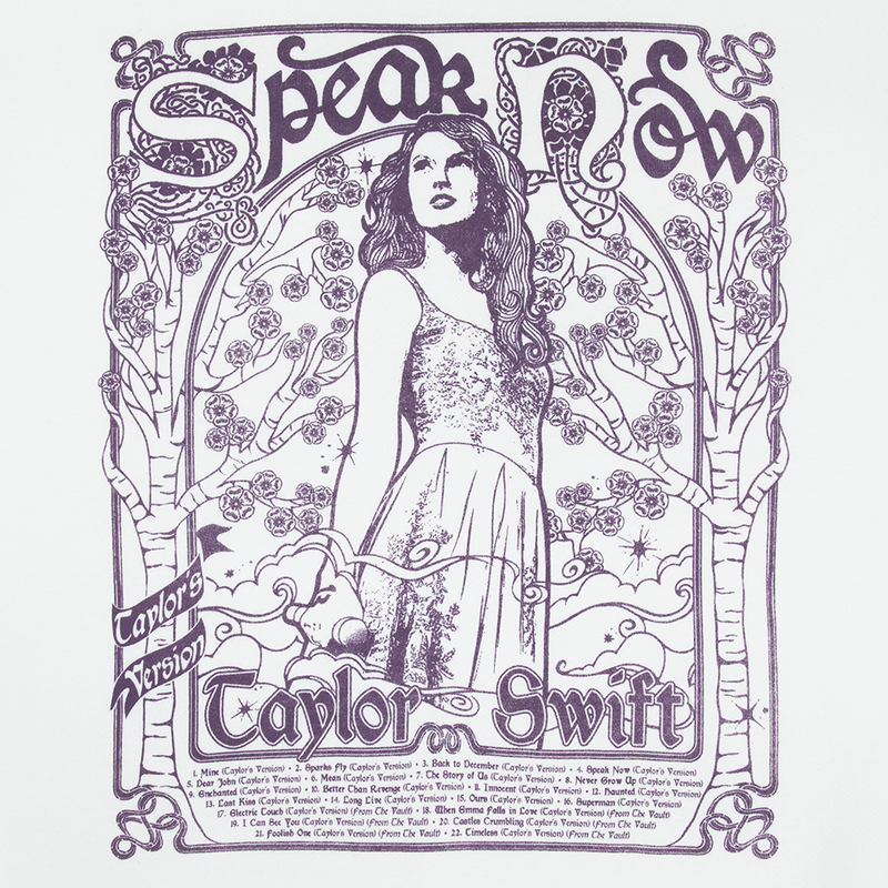 Speak Now (Taylor's Version) Tracklist White Crewneck Front Detail