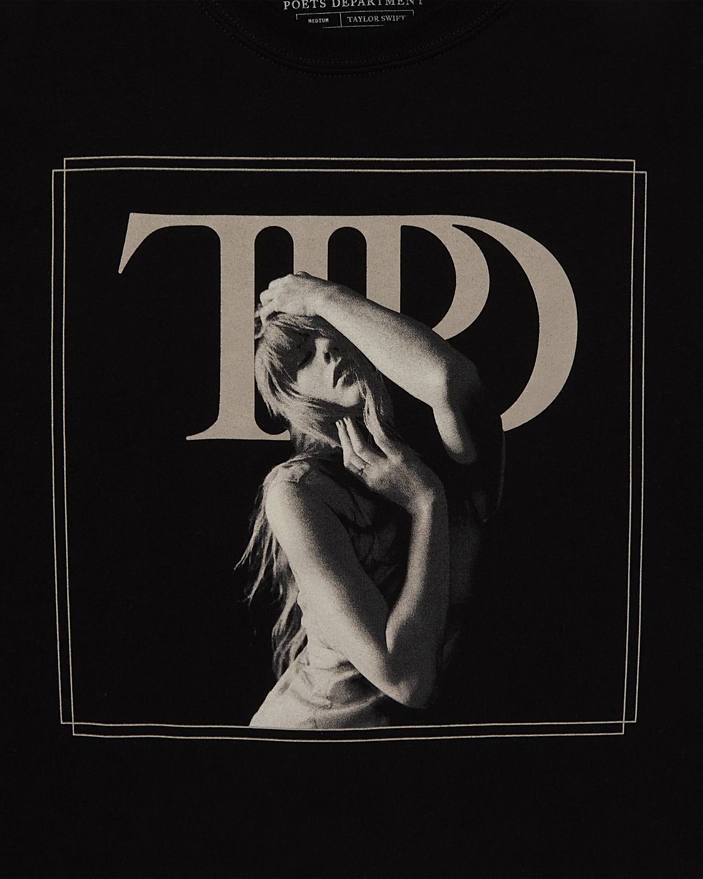 The Tortured Poets Department Black Photo T-Shirt detail