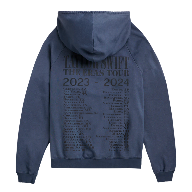 Taylor Swift The Eras International Tour Washed Blue Hoodie Back