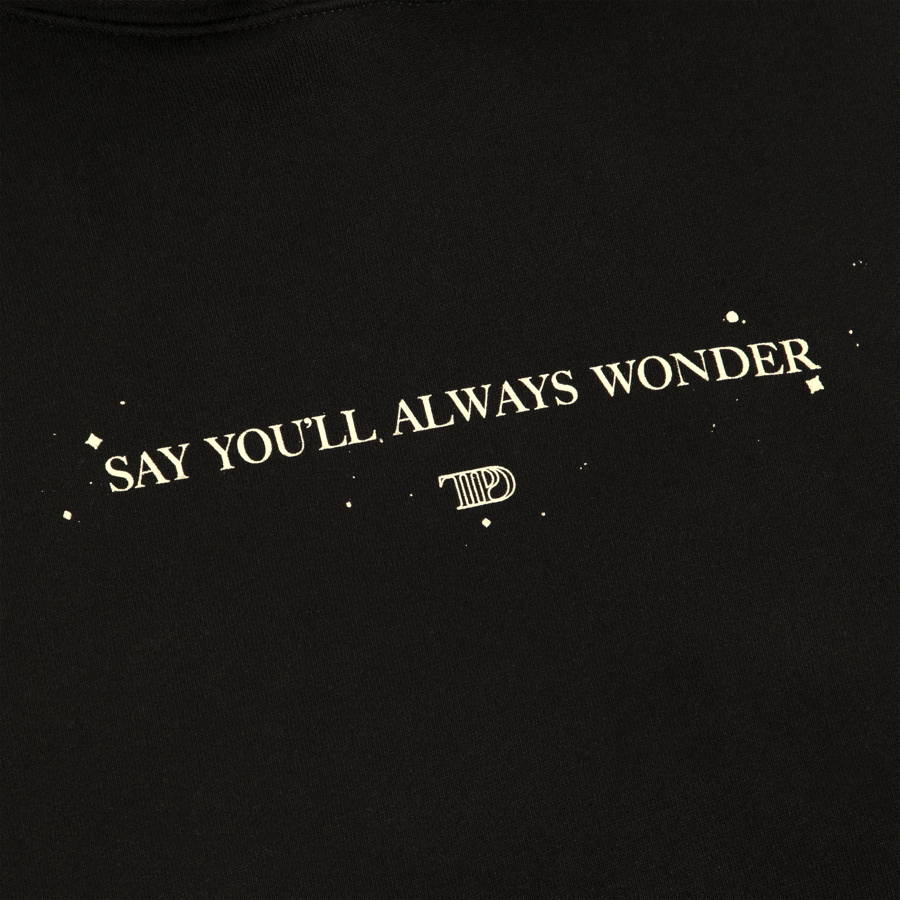 Say You'll Always Wonder Black Hoodie Front Detail