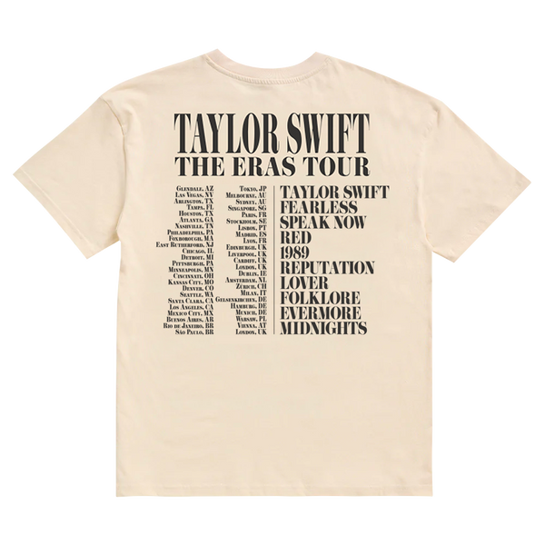 Taylor Swift The Eras International Tour Beige T-Shirt Back