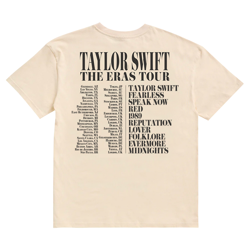 Taylor Swift The Eras International Tour Beige T-Shirt Back