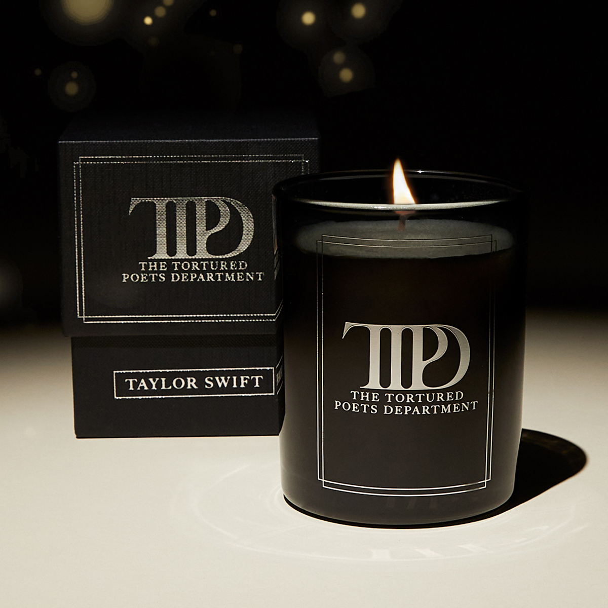 The Tortured Poets Department Candle editorial with box