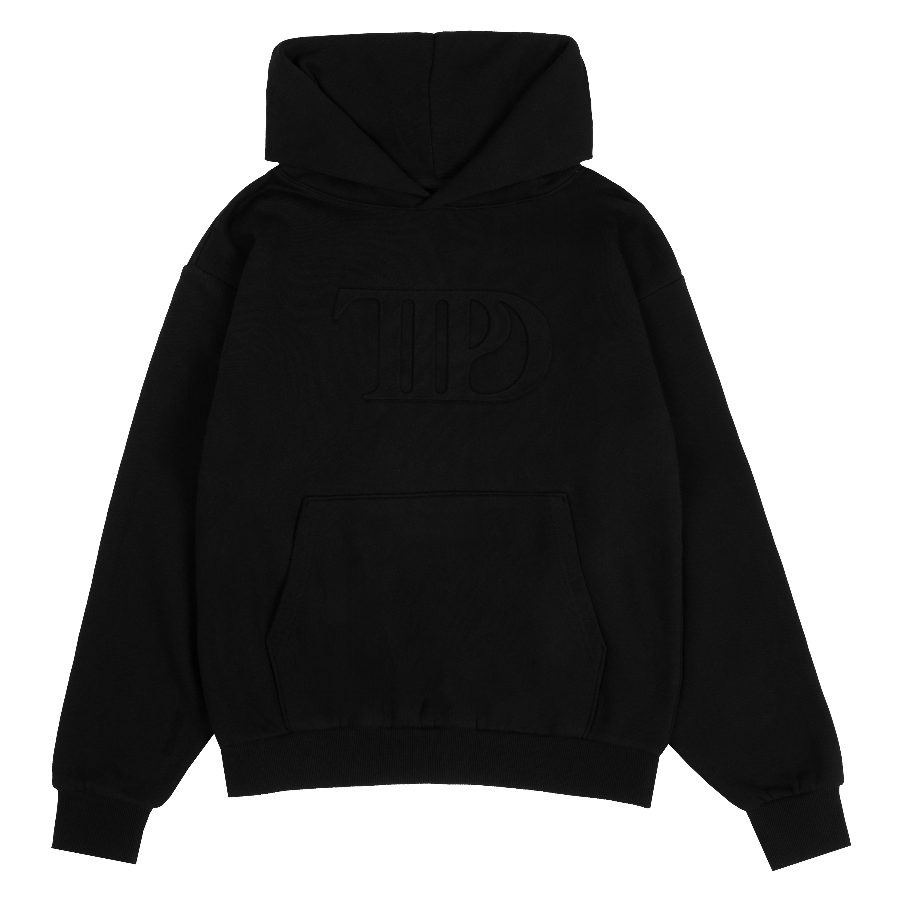 TTPD Spotify Fans First Black Embossed Hoodie Front