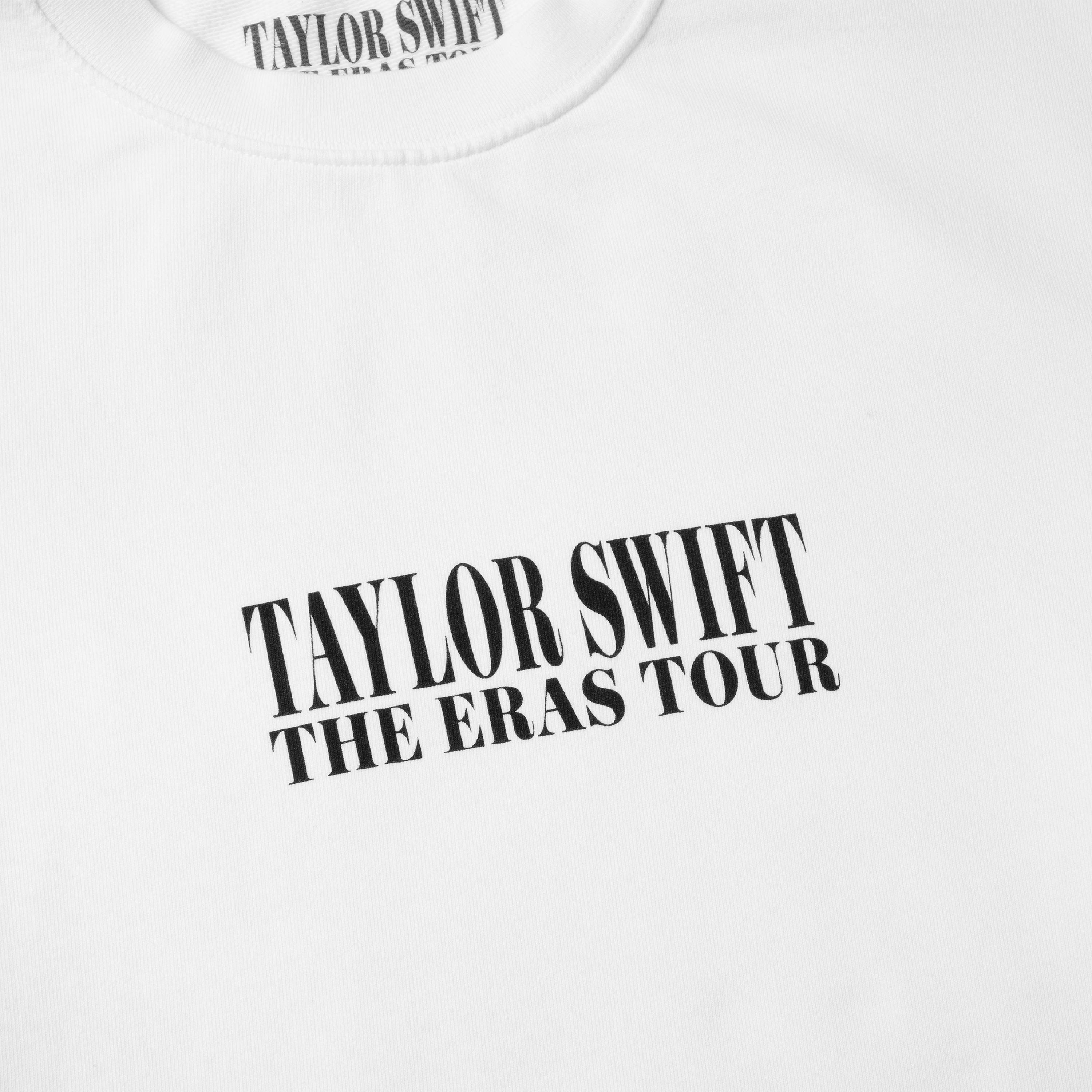 Taylor Swift | The Eras Tour White Crewneck Front Detail