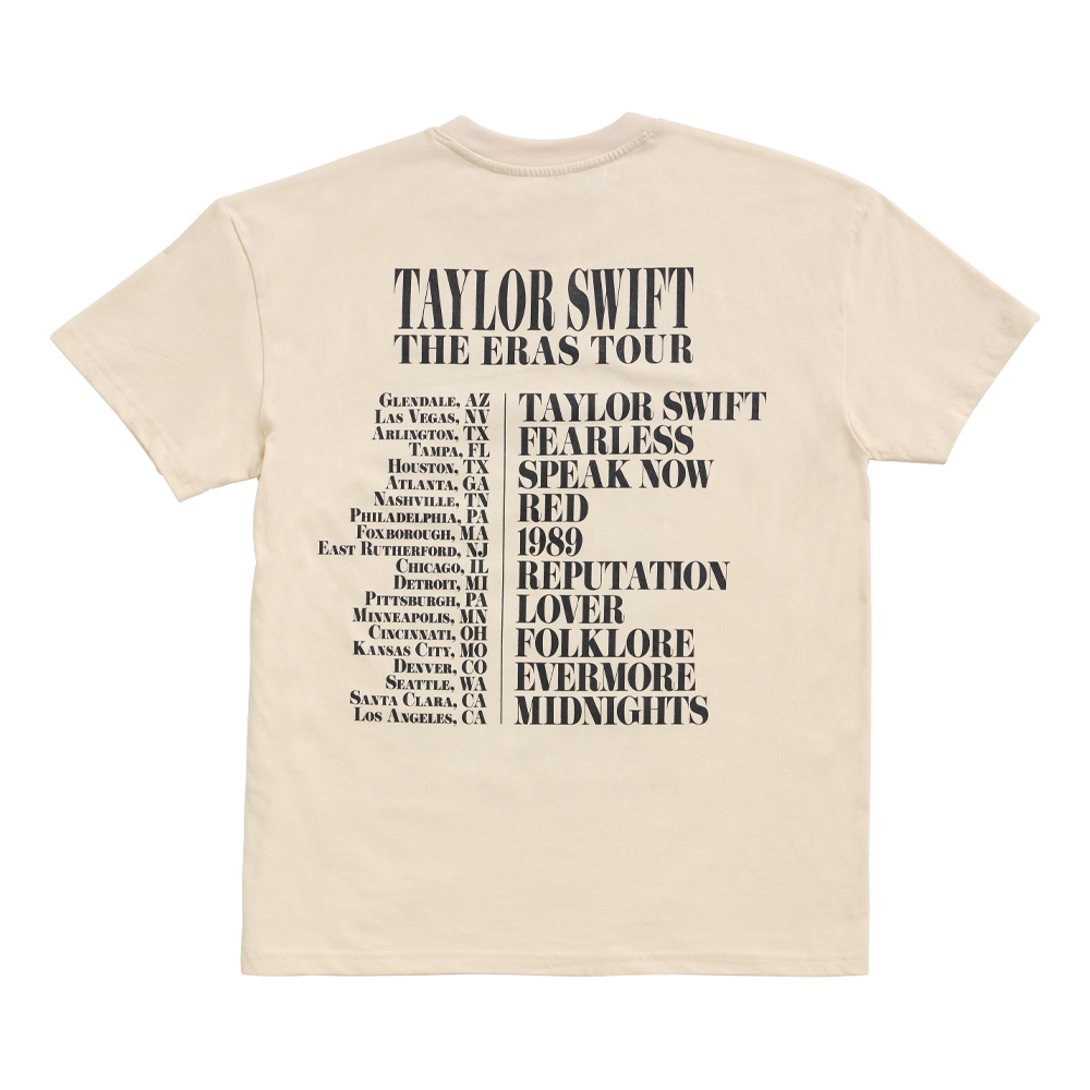 Taylor Swift | The Eras Tour US Dates Beige T-Shirt Back