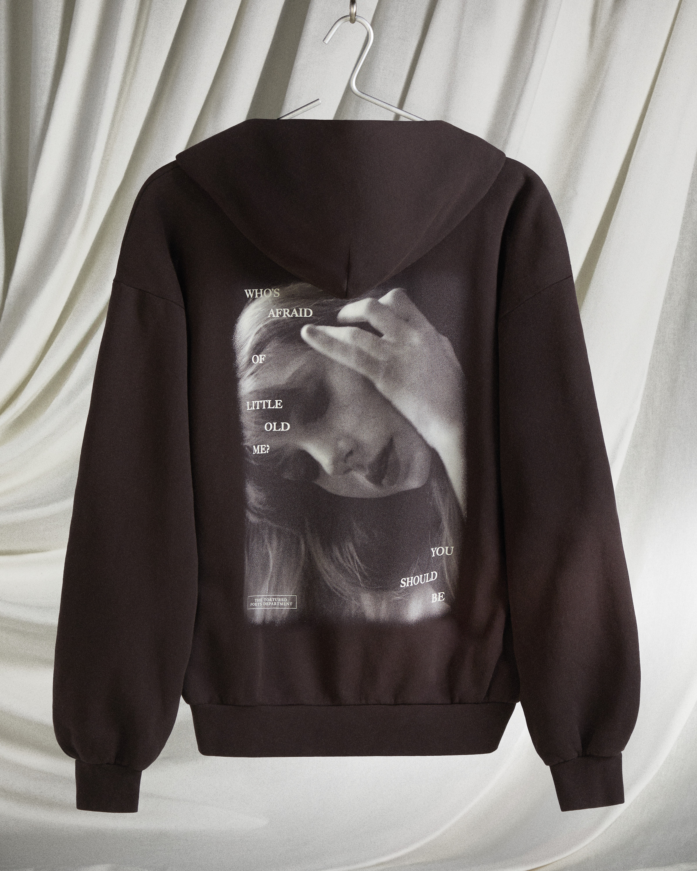 Who's Afraid Of Little Old Me? Dark Brown Hoodie editorial back