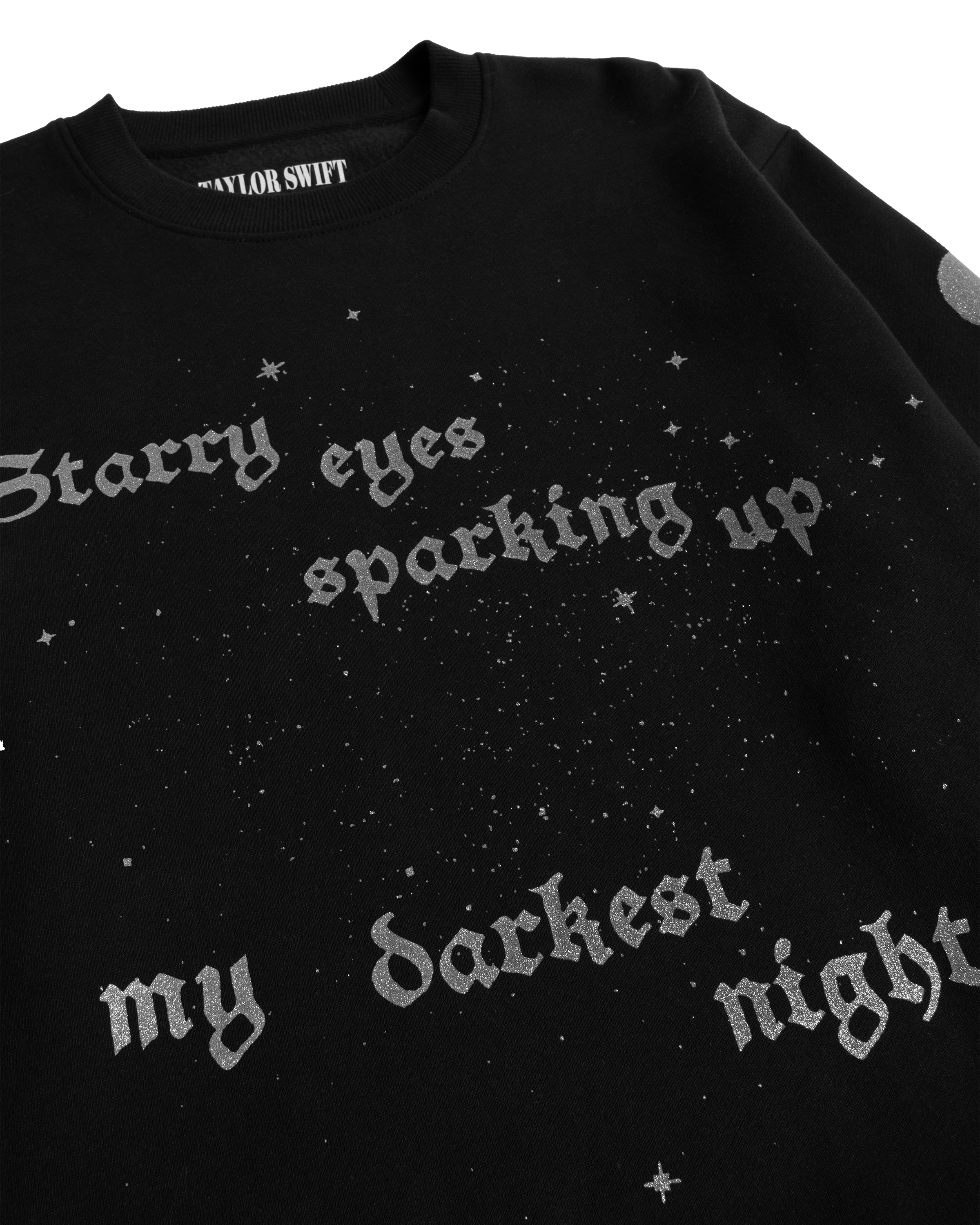 Sparking Up My Darkest Night Crewneck lyric detail