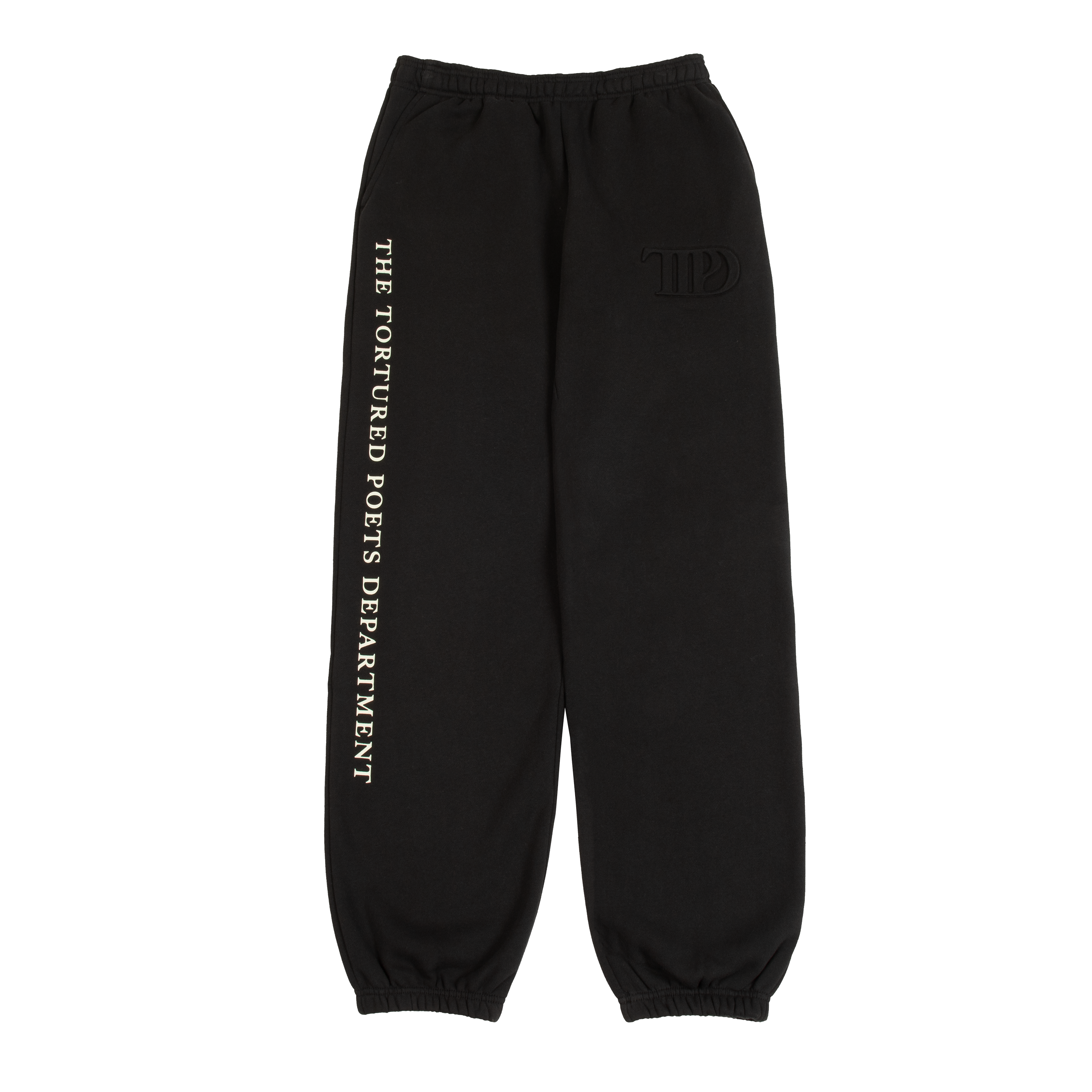 TTPD Spotify Fans First Black Embossed Sweatpants Front