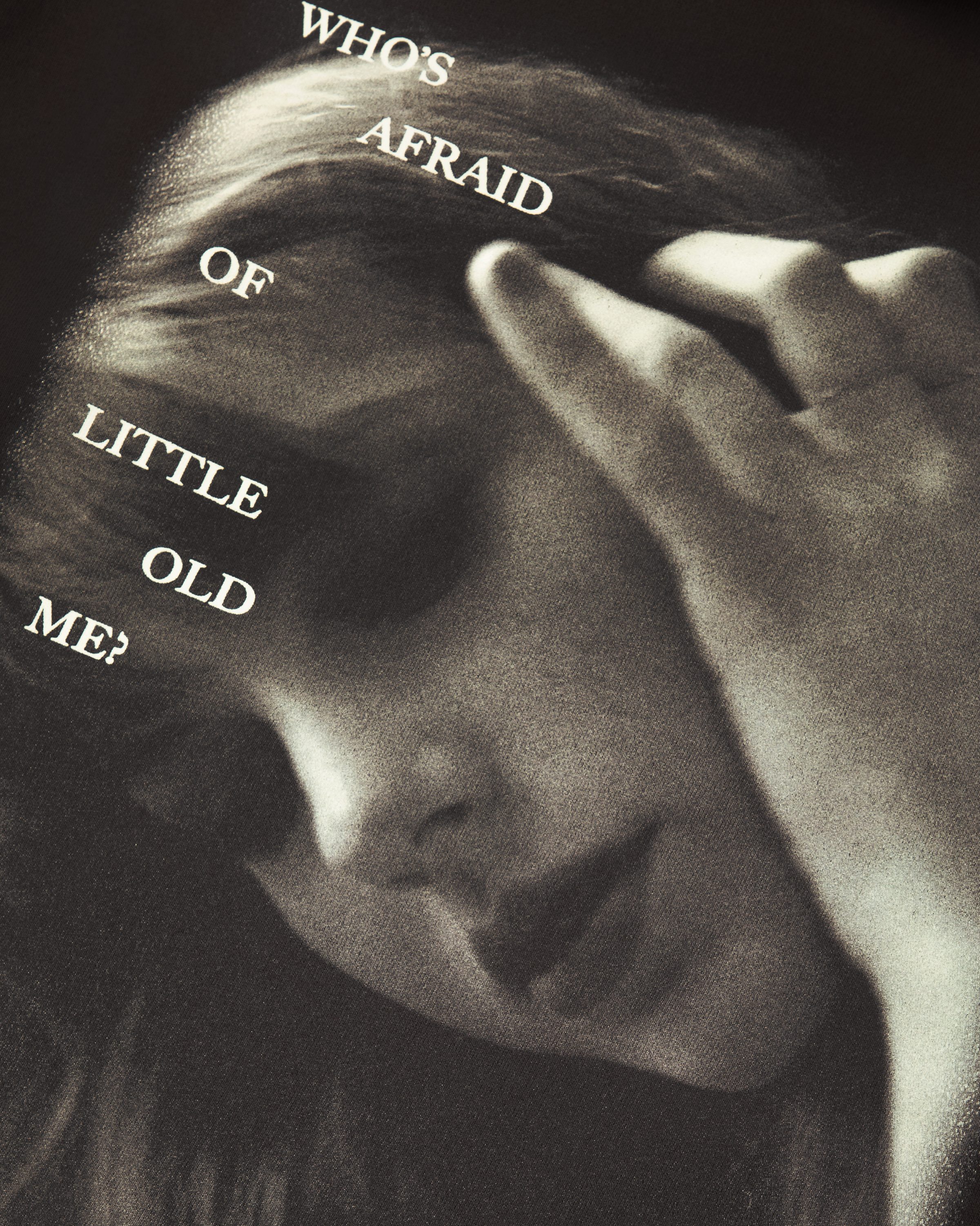 Who's Afraid Of Little Old Me? Dark Brown Hoodie lyric detail