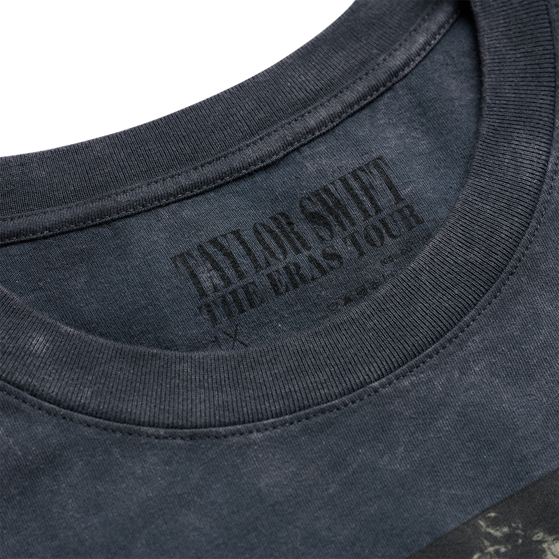 Taylor Swift The Eras Tour Mineral Wash Gray T-Shirt Neck Detail