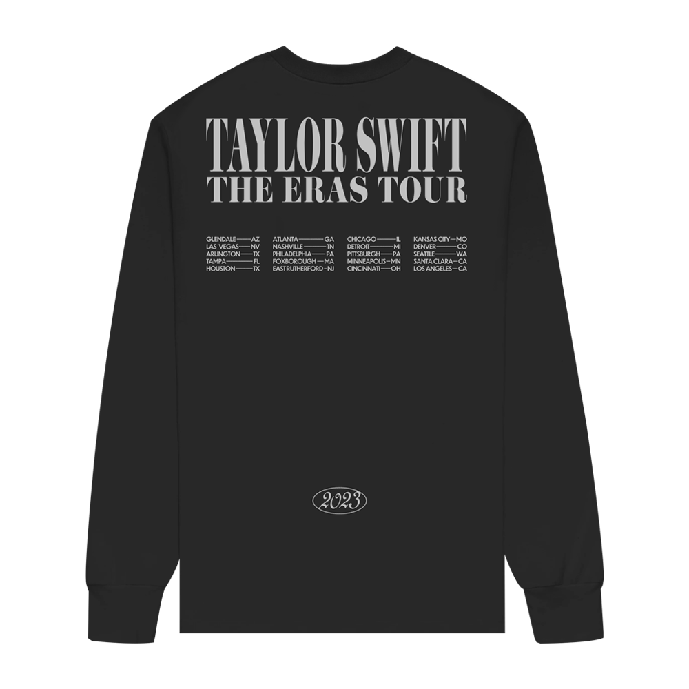 Taylor Swift The Eras Tour Collage Black Long Sleeve Back