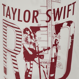 32 ounce clear Nalgene water bottle with live performance photo of Taylor Swift and "Taylor Swift Red (Taylor's Version)" printed on front.