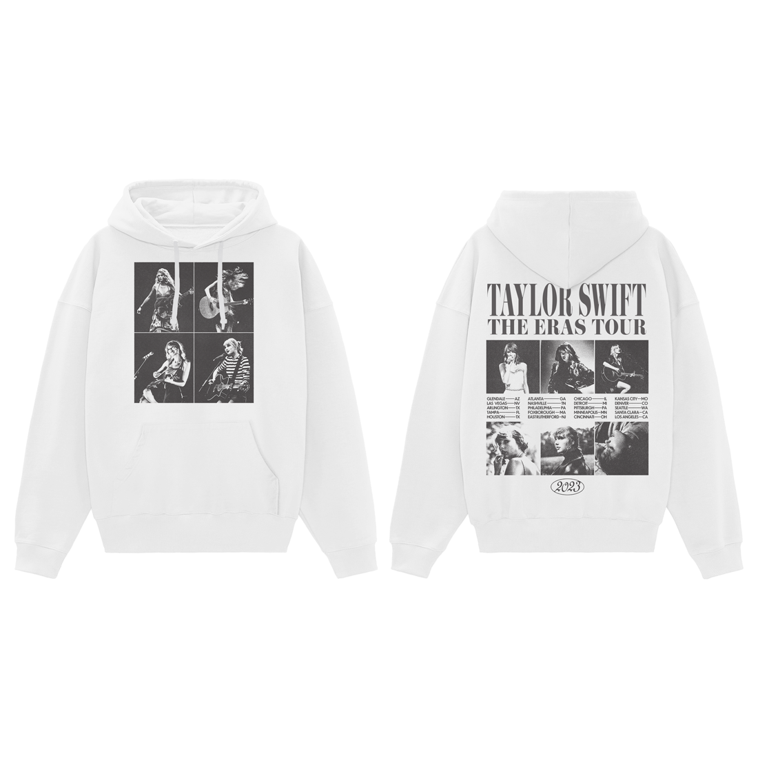 Taylor Swift | The Eras Tour Collage White Hoodie Front and Back